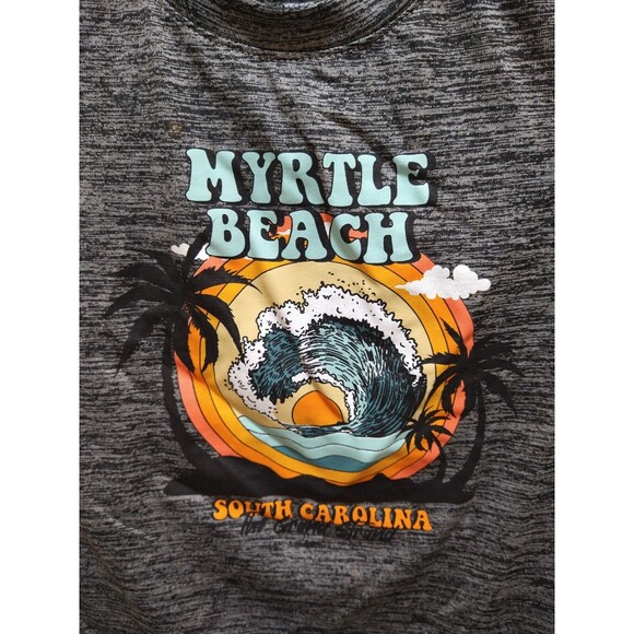 WEAR CODE KID LARGE GRAY MYRTLE BEACH T-SHIRT SOFT VACATION TROPICAL SUMMER WAVE - Picture 2 of 7